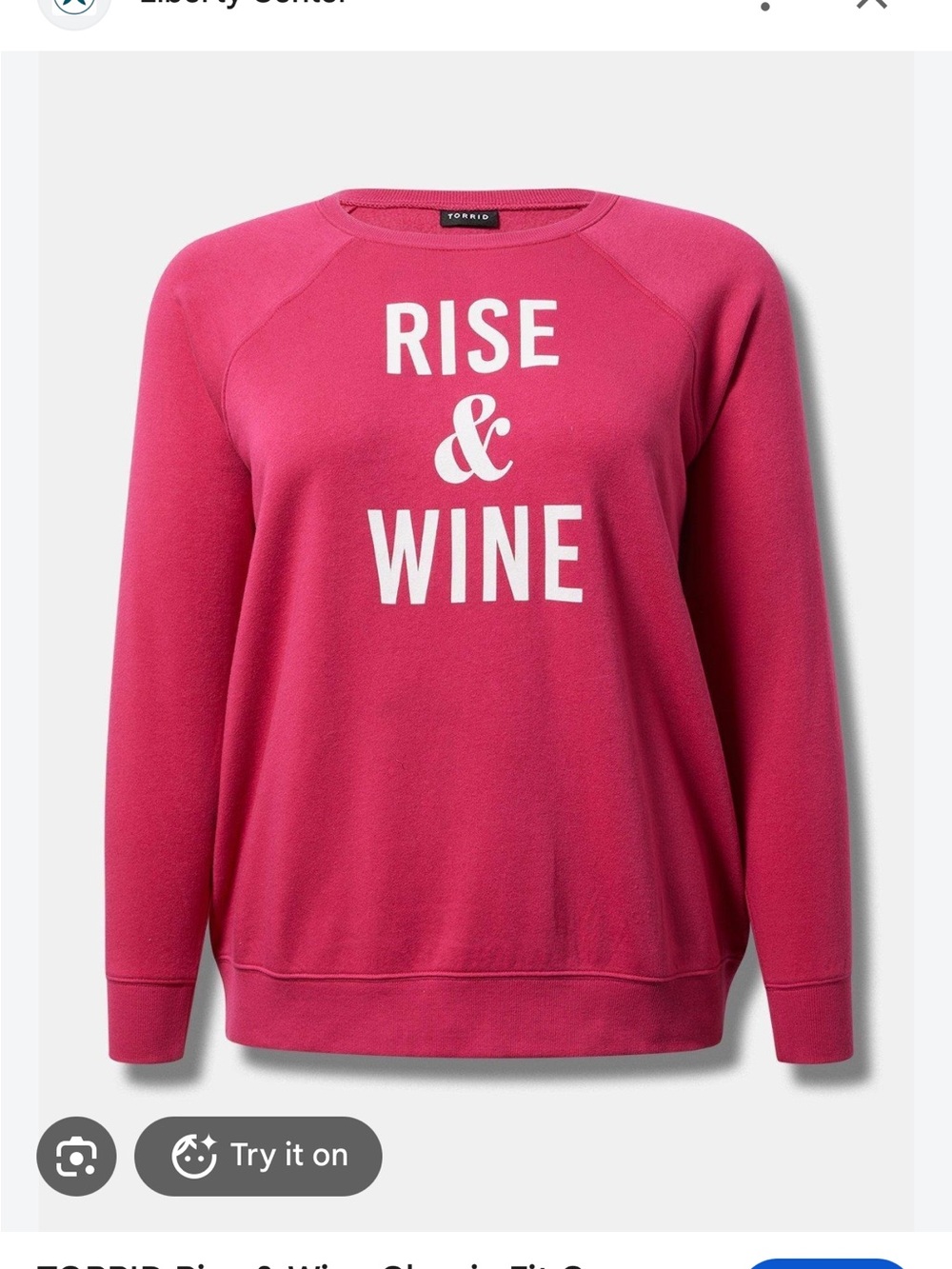 torrid Pink "Rise & Wine" Cozy Fleece Raglan Sweatshirt NWT Sz 1